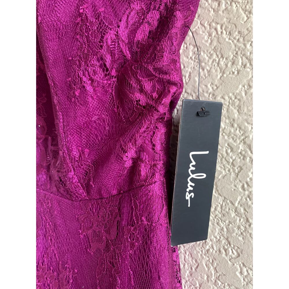 Lulus Truly Stunning Dark Magenta Lace Skater Dress XS NWT - Picture 6 of 7